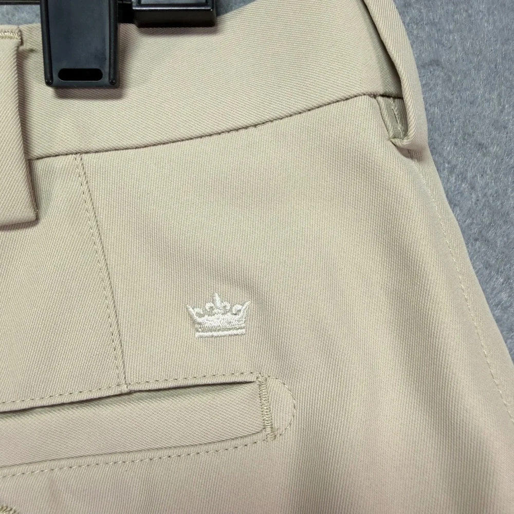 Peter Millar Wicking Performance Golf Shorts Mens 36 Khaki Tan Stretch 9 Inseam
